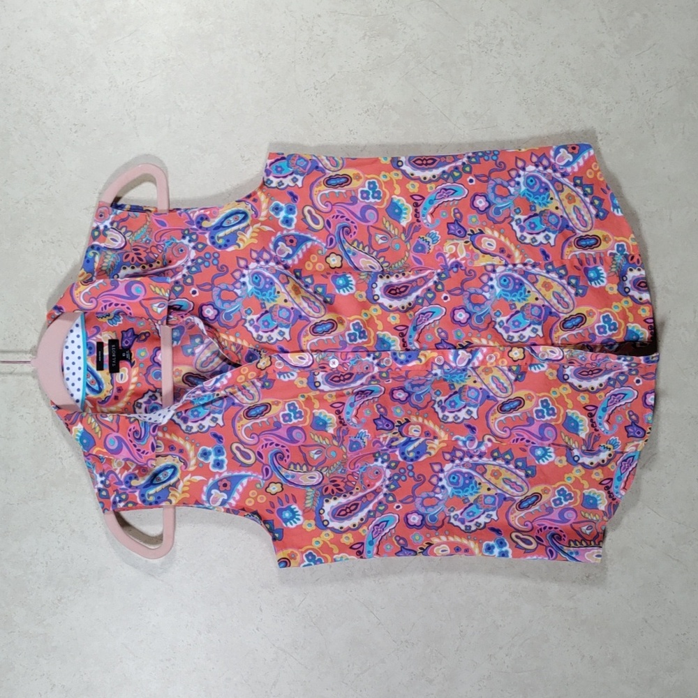 6189 Talbots peach w/paisley sleeveless no iron blouse 10